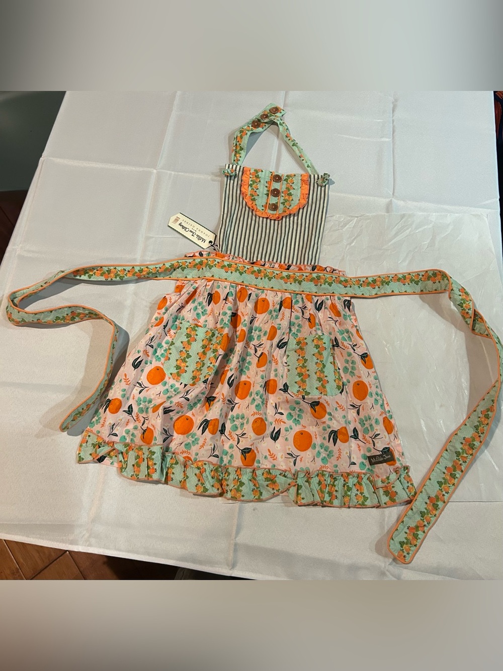 NWT Matilda Jane apron girls one size fits all youth Oranges